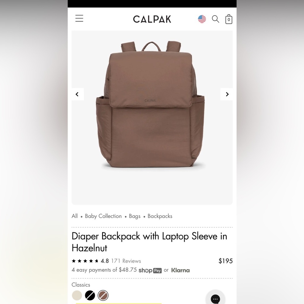 Calpak Hazelnut Diaper Backpack